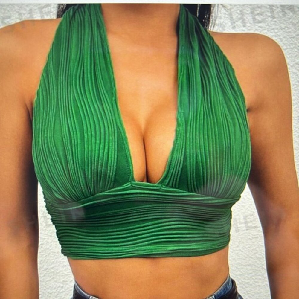 SHEIN Set of 2 Solid Color Short Halter Backless Crop Tops Size S